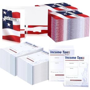 مجموعة مجلدات ومظاريف إقرارات الضرائب مكونة من 200 قطعة، مقاس 9 × 12 بوصة، و100 ظرف مطبوع و100 منظم ضريبة الدخل مع فتحة لبطاقة العمل للمحاسبين والشركات in Kuwait
