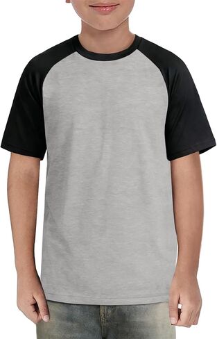 Boys Short Sleeve T Shirts Kids Summer Colorblock Tops Crewneck Casual Tee 5-14 Years in Kuwait