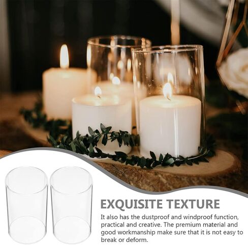 NOLITOY Candle Holder Tube Shade 2pcs Candle Holder Sleeve, Clear Glass Bottomless Cylinder Candleholder, Candle Chimney Tube Cover, Open Ended Candle Shade Open Ended in Saudi Arabia
