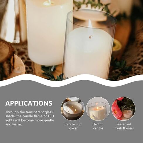 NOLITOY Candle Holder Tube Shade 2pcs Candle Holder Sleeve, Clear Glass Bottomless Cylinder Candleholder, Candle Chimney Tube Cover, Open Ended Candle Shade Open Ended in Saudi Arabia
