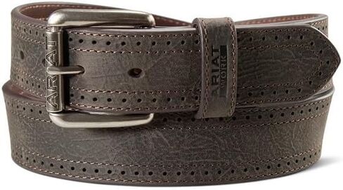 ARIAT Men's Double-Stitch Perforated Leather Belt with Roller Buckle in Saudi Arabia