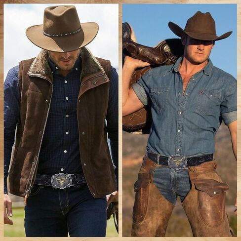 Mens Ratchet Cowboy Belt Leather Western Belts for Men with Automatic Cowboy Buckle in Saudi Arabia