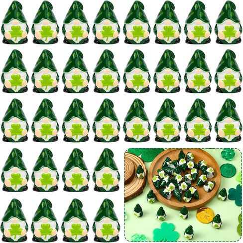 MOUNTCLIM 32 قطعة صغيرة من شخصيات جنوم عيد القديس باتريك، تماثيل صغيرة للقديس باتريك شامروك جنوم لهدية عيد القديس باتريك، صغيرة لإخفاء تماثيل الراتنج الأيرلندية المفضلة للحفلات الجيدة وإكسسوارات الحقائب in Kuwait