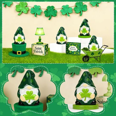 MOUNTCLIM 32 قطعة صغيرة من شخصيات جنوم عيد القديس باتريك، تماثيل صغيرة للقديس باتريك شامروك جنوم لهدية عيد القديس باتريك، صغيرة لإخفاء تماثيل الراتنج الأيرلندية المفضلة للحفلات الجيدة وإكسسوارات الحقائب in Kuwait