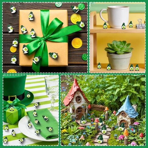 MOUNTCLIM 32 قطعة صغيرة من شخصيات جنوم عيد القديس باتريك، تماثيل صغيرة للقديس باتريك شامروك جنوم لهدية عيد القديس باتريك، صغيرة لإخفاء تماثيل الراتنج الأيرلندية المفضلة للحفلات الجيدة وإكسسوارات الحقائب in Kuwait