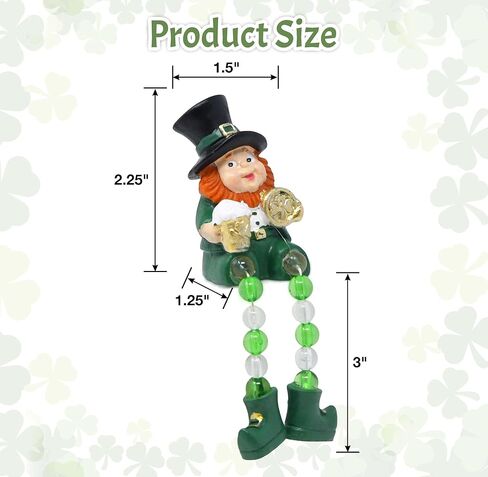 Gift Boutique St. Patrick’s Day Shelf Sitters with Bead Legs – 2 Pack Leprechaun Figurines, 3" Resin Irish Gnome Decorations for Table or Mantel Decor in Saudi Arabia