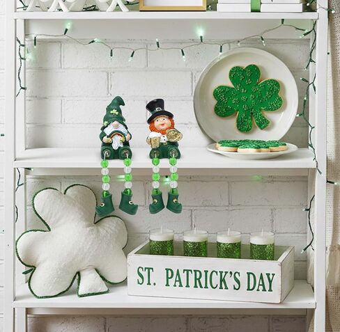 Gift Boutique St. Patrick’s Day Shelf Sitters with Bead Legs – 2 Pack Leprechaun Figurines, 3" Resin Irish Gnome Decorations for Table or Mantel Decor in Saudi Arabia