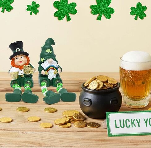 Gift Boutique St. Patrick’s Day Shelf Sitters with Bead Legs – 2 Pack Leprechaun Figurines, 3" Resin Irish Gnome Decorations for Table or Mantel Decor in Saudi Arabia