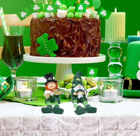 Gift Boutique St. Patrick’s Day Shelf Sitters with Bead Legs – 2 Pack Leprechaun Figurines, 3" Resin Irish Gnome Decorations for Table or Mantel Decor in Saudi Arabia