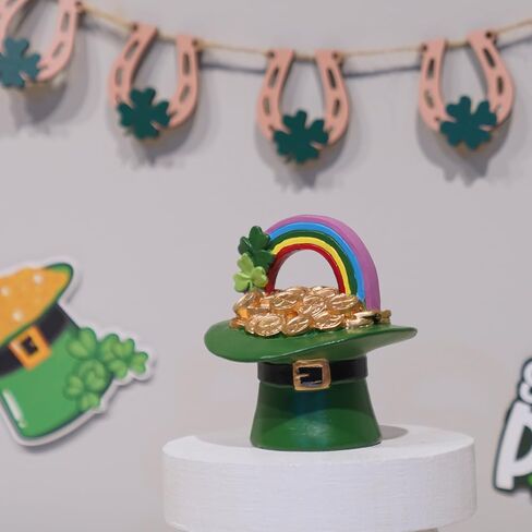St Patricks Day Figurines Statue - Desktop Figurines Saint Patricks Day Irish Lucky Leprechaun Shamrock Hat Table Decor Resin Tabletop Figurine Green Clover Holiday Decorations Indoor 3.5x3.7x4 inch in Saudi Arabia