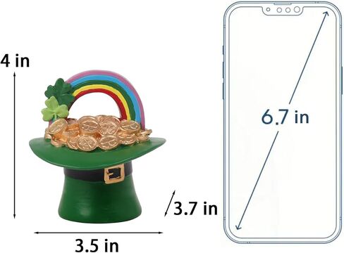 St Patricks Day Figurines Statue - Desktop Figurines Saint Patricks Day Irish Lucky Leprechaun Shamrock Hat Table Decor Resin Tabletop Figurine Green Clover Holiday Decorations Indoor 3.5x3.7x4 inch in Saudi Arabia