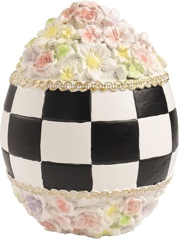 Black White Checkered Easter Egg Bunny Figurines, Resin Cute Buffalo Plaid Decorative Egg Rabbit Statue Table Centerpiece Home Decorations Indoor, Spring Tabletop Mantel Shelf Office Decor in Saudi Arabia