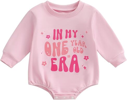 Baby Girl First Birthday Outfit Clothes Little Miss Onederful Long Sleeve Romper Bodysuit Sweatshirt in Kuwait