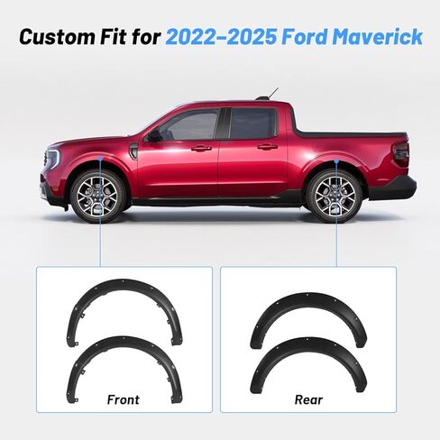 4 قطع حاجز مشاعل لسيارة Ford Maverick 2022-2025، مجموعة حواجب ذات عجلة عريضة، زخرفة حاجز أمامي وخلفي، تركيب بدون مثقاب، ملحقات شاحنة شديدة التحمل على الطرق الوعرة (أسود غير لامع) in Kuwait