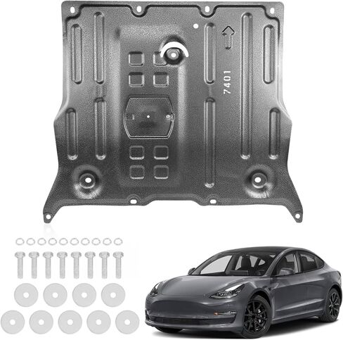 لوحة انزلاقية أمامية متوافقة مع طراز Tesla 3 2017-2025 وموديل Y 2020-2025، هيكل غطاء حماية من الرذاذ تحت المحرك مع ملحقات التثبيت in Kuwait