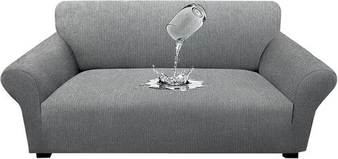 Waterproof Couch Cover, Stretch Non-Slip Sofa Slipcover with Elastic Bottom That Stays in Place - Leakproof Furniture Protector for Kids and Pets - Washable (Sofa, Dark Gray) in Saudi Arabia