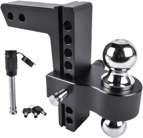 Adjustable Trailer Hitch, 12500 LBS Capacity, 2-Inch Receiver, 8-Inch Drop or Rise, Aluminum Construction in Kuwait
