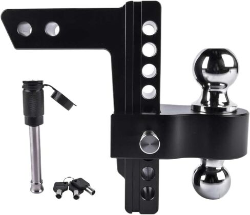 Adjustable Trailer Hitch, 12500 LBS Capacity, 2-Inch Receiver, 8-Inch Drop or Rise, Aluminum Construction in Kuwait