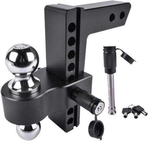 Adjustable Trailer Hitch, 12500 LBS Capacity, 2-Inch Receiver, 8-Inch Drop or Rise, Aluminum Construction in Kuwait