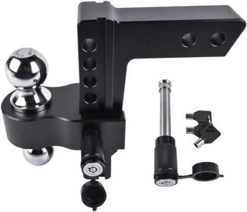 Adjustable Trailer Hitch, 12500 LBS Capacity, 2-Inch Receiver, 8-Inch Drop or Rise, Aluminum Construction in Kuwait