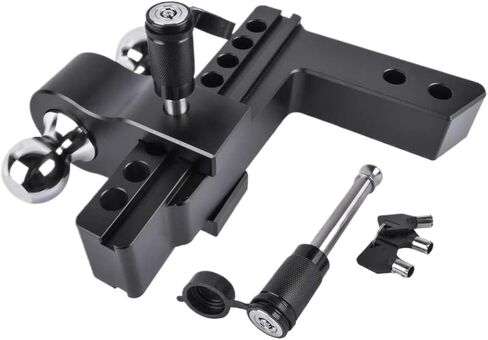 Adjustable Trailer Hitch, 12500 LBS Capacity, 2-Inch Receiver, 8-Inch Drop or Rise, Aluminum Construction in Kuwait