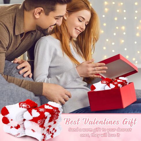 Unittype 24 زوجًا من جوارب Galentines Day هدية عيد الحب جوارب حمراء غامضة للنساء من أجل نومها الناعم على شكل قلب شتوي مريح للبالغين in Kuwait