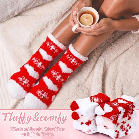 Unittype 24 زوجًا من جوارب Galentines Day هدية عيد الحب جوارب حمراء غامضة للنساء من أجل نومها الناعم على شكل قلب شتوي مريح للبالغين in Kuwait