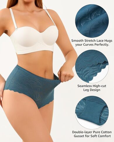 ملابس داخلية Aijolen BoyShorts للنساء سراويل داخلية من الدانتيل بدون خياطة ناعمة وقابلة للتمدد، 5 قطع in Kuwait