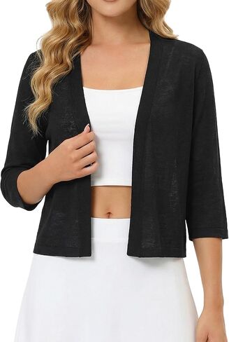 Yekaty Shrugs for Women 3/4 Sleeve Thin Lightweight Open Front Cropped Cardigan for Dress in Saudi Arabia