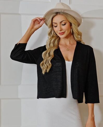 Yekaty Shrugs for Women 3/4 Sleeve Thin Lightweight Open Front Cropped Cardigan for Dress in Saudi Arabia