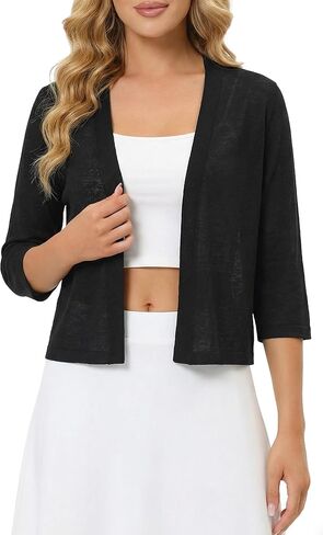 Yekaty Shrugs for Women 3/4 Sleeve Thin Lightweight Open Front Cropped Cardigan for Dress in Saudi Arabia