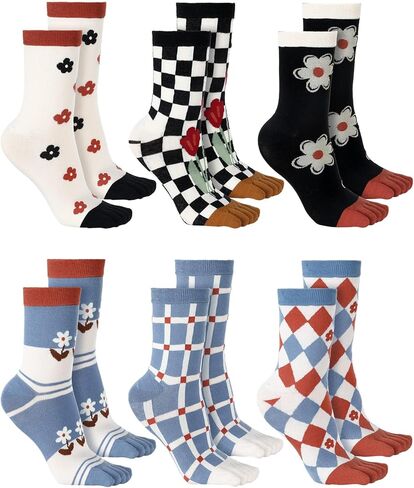 Bencailor Women Toe Socks Cotton Breathable Compression Crew Five Toe Sock for Women Men Athletic Running in Saudi Arabia