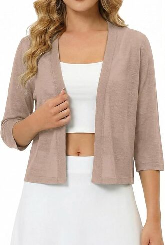 Yekaty Shrugs for Women 3/4 Sleeve Thin Lightweight Open Front Cropped Cardigan for Dress in Saudi Arabia