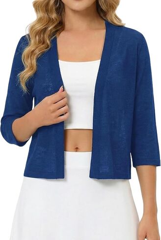 Yekaty Shrugs for Women 3/4 Sleeve Thin Lightweight Open Front Cropped Cardigan for Dress in Saudi Arabia