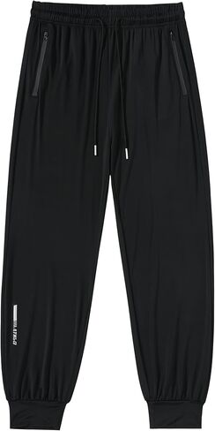 Men's Athletic Training Joggers - Slim Fit Gym Pants, Lightweight Breathable Performance Trousers - Black in Saudi Arabia