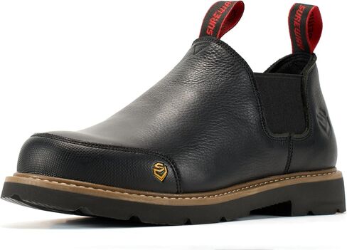 SUREWAY 4 in Mens Slip On Work Boots for Men,Full Grain Leather,Oil/Slip Resistant Rubber Sole,Pull On Work Boots Romeo Shoes in Saudi Arabia