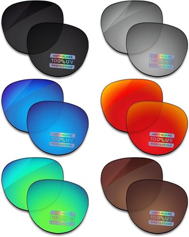 Bowyer 6 Pairs POLARIZED Replacement Lenses for Ray-Ban Meta Headliner RW4009 50mm Smart Glasses - Black + Titanium Mirror + Surf Blue Mirror + Fire Red Mirror + Jade Green Mirror + Brown in Saudi Arabia