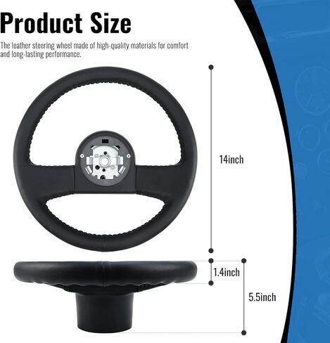 عجلة قيادة جلدية للسباق مقاس 13.8 بوصة من YHK، عجلة قيادة جلدية بمقبض أسود لسيارة كورفيت 1984-1989 in Kuwait