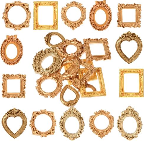 14PCS Vintage Resin Picture Frames, Mini Picture Frames Antique Small Pictures Frame, Oval Rectangle Vintage Picture-Frame for DIY Photography Mobile Phone Party Halloween Decor in Saudi Arabia