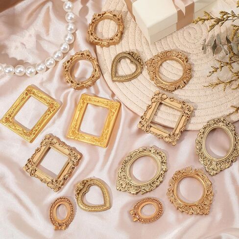 14PCS Vintage Resin Picture Frames, Mini Picture Frames Antique Small Pictures Frame, Oval Rectangle Vintage Picture-Frame for DIY Photography Mobile Phone Party Halloween Decor in Saudi Arabia