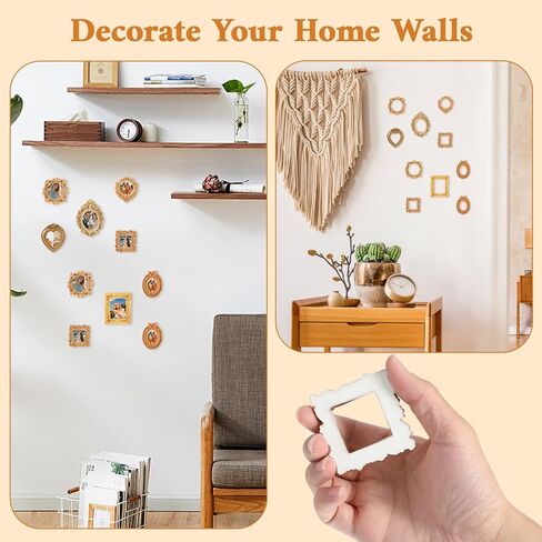 14PCS Vintage Resin Picture Frames, Mini Picture Frames Antique Small Pictures Frame, Oval Rectangle Vintage Picture-Frame for DIY Photography Mobile Phone Party Halloween Decor in Saudi Arabia