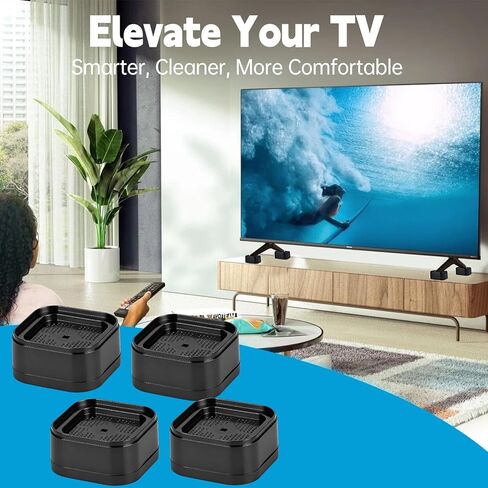 4 قطع من مكعبات رفع حامل التلفاز، كتل ارتفاع قابلة للتعديل للخدمة الشاقة لرفع حامل التلفاز، رفع كتلة مستطيلة قابلة للتعديل، وسادات رفع تلفزيون متينة غير قابلة للانزلاق للمنزل والمكتب in Kuwait