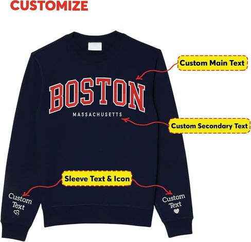 Custom Embroidered Sweatshirts & Hoodies - Design Your Own Text or Name - Personalized Crewneck Pullover for Women, Men - Gifts for Mom, Mother's Day, Father's Day, Birthday & Christmas in Saudi Arabia