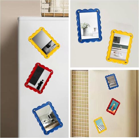 Polaroid Magnet Frame Fridge Picture Frame Magnets, 4-Pack Wavy Colorful Acrylic Photo Holders for Refrigerator Display, Blue Green Yellow Design for Instant Photos and Memos on Magnetic Surfaces in Kuwait