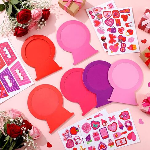 Cholemy 36 Set Valentines Picture Frame Craft Kits DIY Magnet Heart Photo Frames Fun Pink Heart Bow Crafts Red Globe for Valentines Holiday Party Activitie Gift in Saudi Arabia