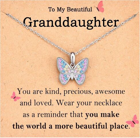 فراشة قلادة مجوهرات هدايا لابنة حفيدة ابنة أخت عيد الحب عيد الفصح هدايا عيد الميلاد للفتيات الصغيرات الاطفال in Kuwait