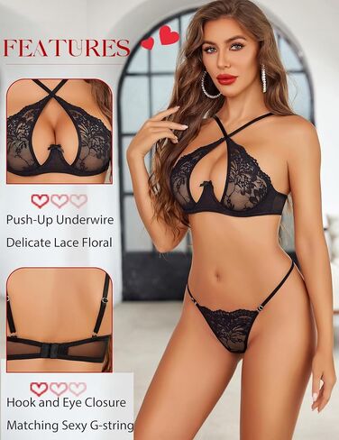 Avidlove مجموعات الملابس الداخلية الدانتيل الأزهار للنساء مثير Underwire الصدرية واللباس الداخلي مجموعة رفع 2 قطعة ملابس in Kuwait
