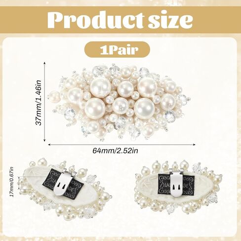 Decorative Shoe Clips for Heels & Flats, 1 Pair Pearl Shoe Clips, Pearls for Shoes, Shoes Embellishments, Clip on Accessories for Wedding & Prom in Saudi Arabia