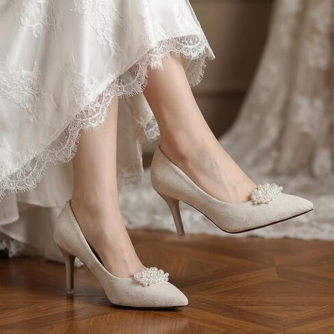 Decorative Shoe Clips for Heels & Flats, 1 Pair Pearl Shoe Clips, Pearls for Shoes, Shoes Embellishments, Clip on Accessories for Wedding & Prom in Saudi Arabia
