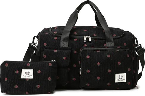 Eslcorri Women Travel Duffle Bag with Small Pouch- Cordoroy Sports Duffel Bag with Shoe &Wet Pocket Carry on Personal Item Luggage Boarding Bag Cute Overnight Weekender for Camping Fitness - Green in Kuwait
